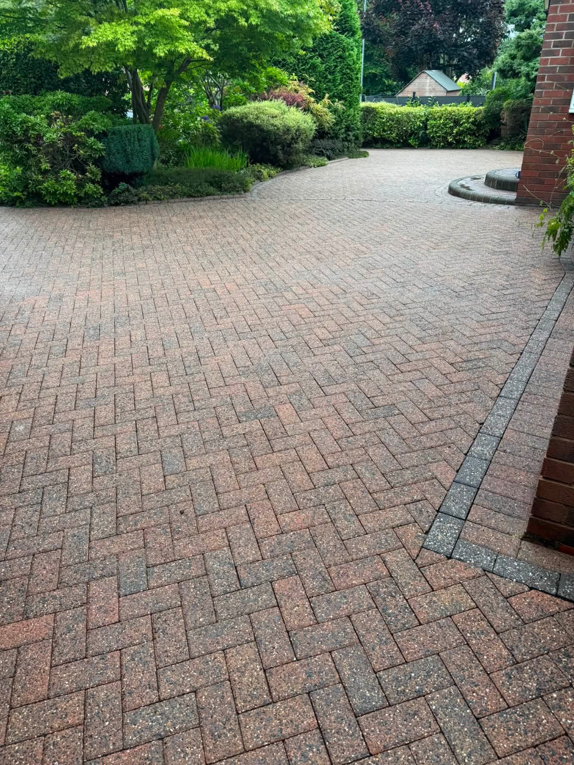 Block paving driveway after pressure washing