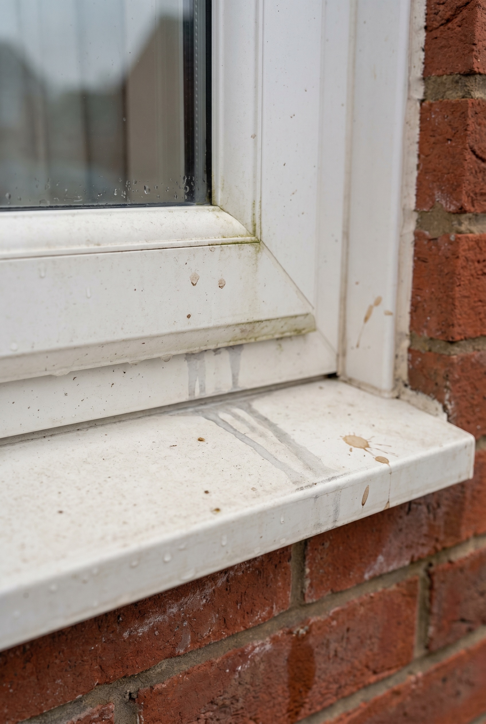 Exterior plastic sill condition before cleaning